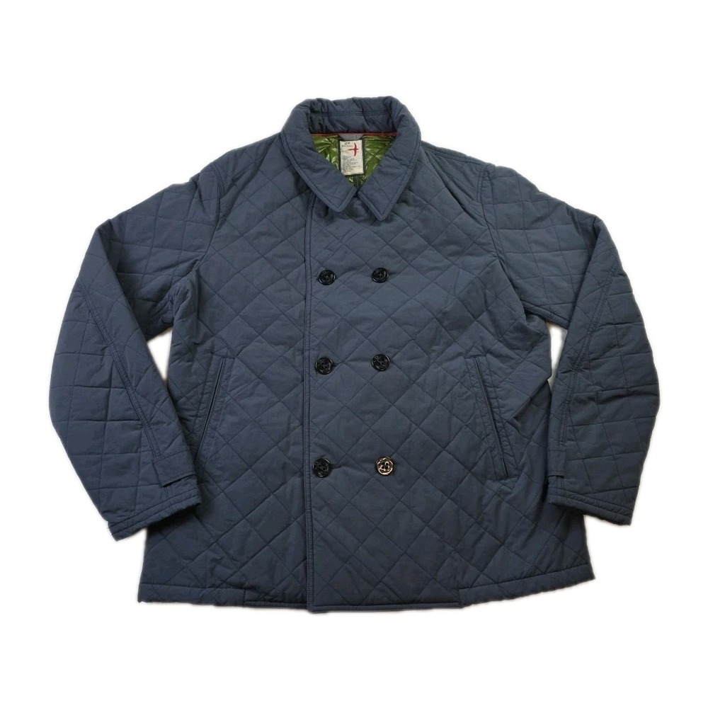 Relwen Thermal Quilted Double-Breasted Peacoat Jacket Dusty Blue Gray Mens 2x